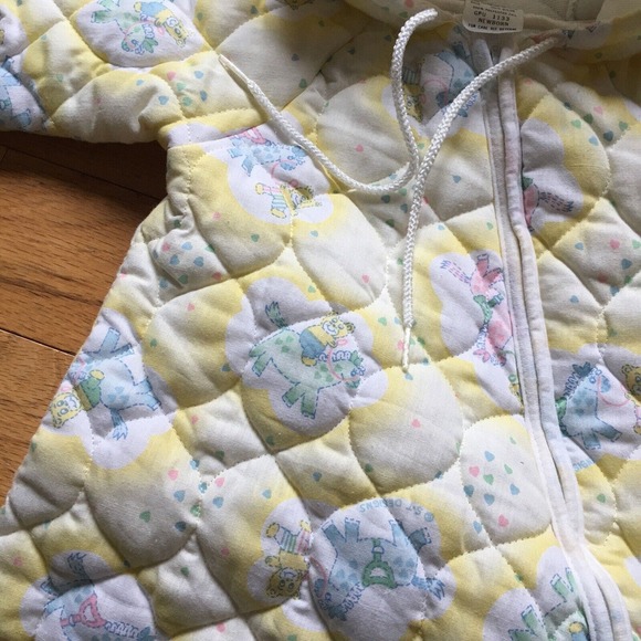 Vintage Bunting Triboro Infant Newborn Baby Sack Hood Quilted Pastel Horse Teddy - Picture 4 of 5